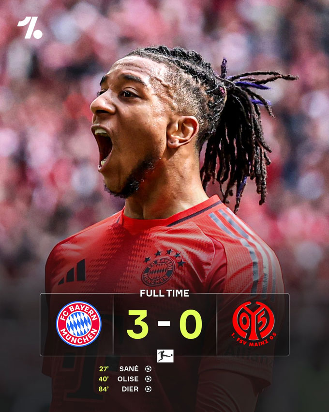 Bayern đánh bại Mainz 3-0 nhưng vẫn chưa thể đăng quang